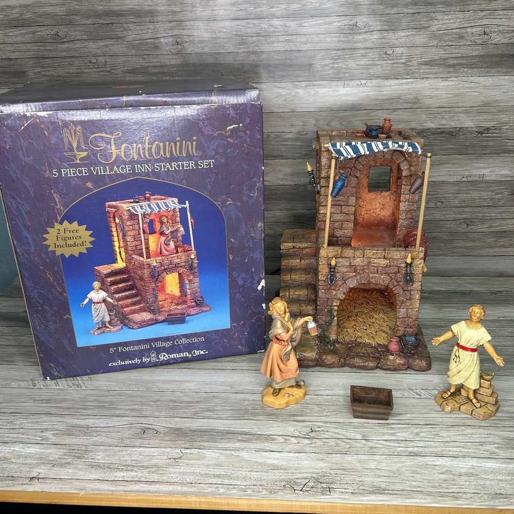 Fontanini 5 Piece Village Inn Starter Set Lighted For 5" Nativity 54501